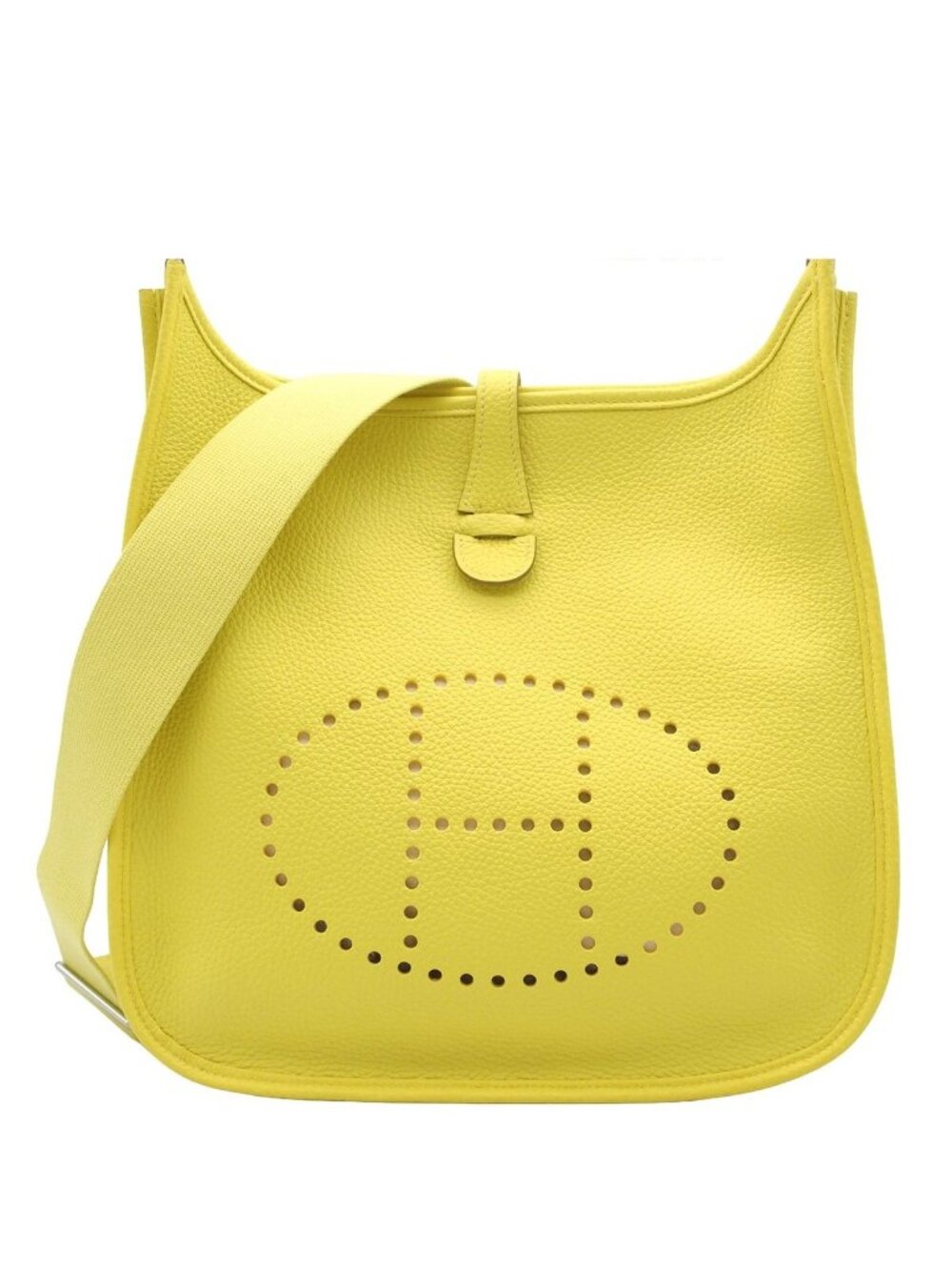 Hermes Evelyne 3 PM Lime Silver Taurillon Clemence Shoulder Bag